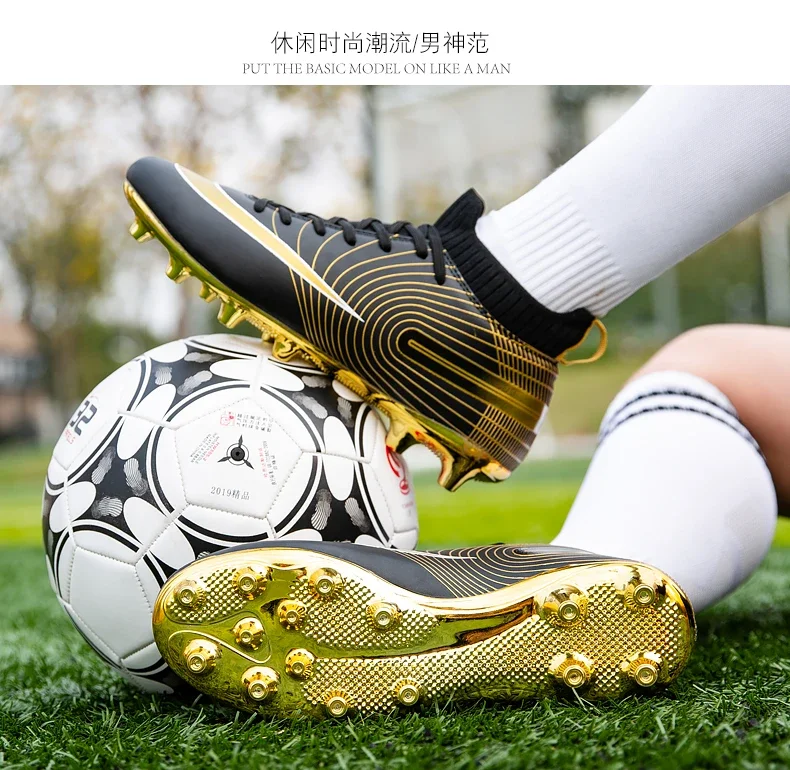 Zapatos de fútbol FG para hombre y mujer, botas de fútbol, calzado de exterior, escarpines, crampones, talla 32-45EUR