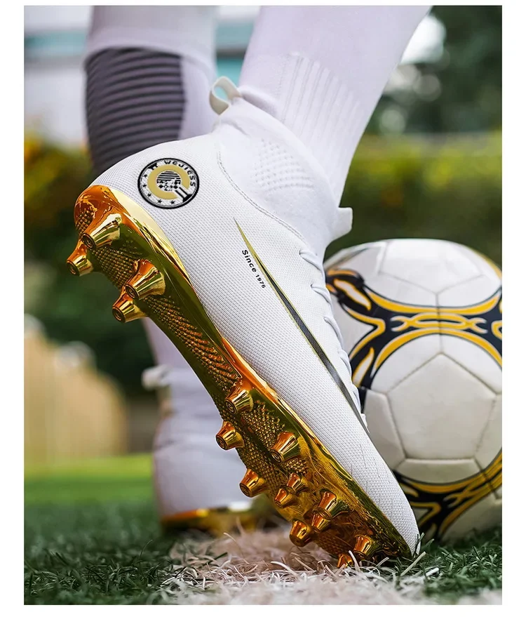 Zapatos de fútbol FG para hombre y mujer, botas de fútbol, calzado de exterior, escarpines, crampones, talla 32-45EUR