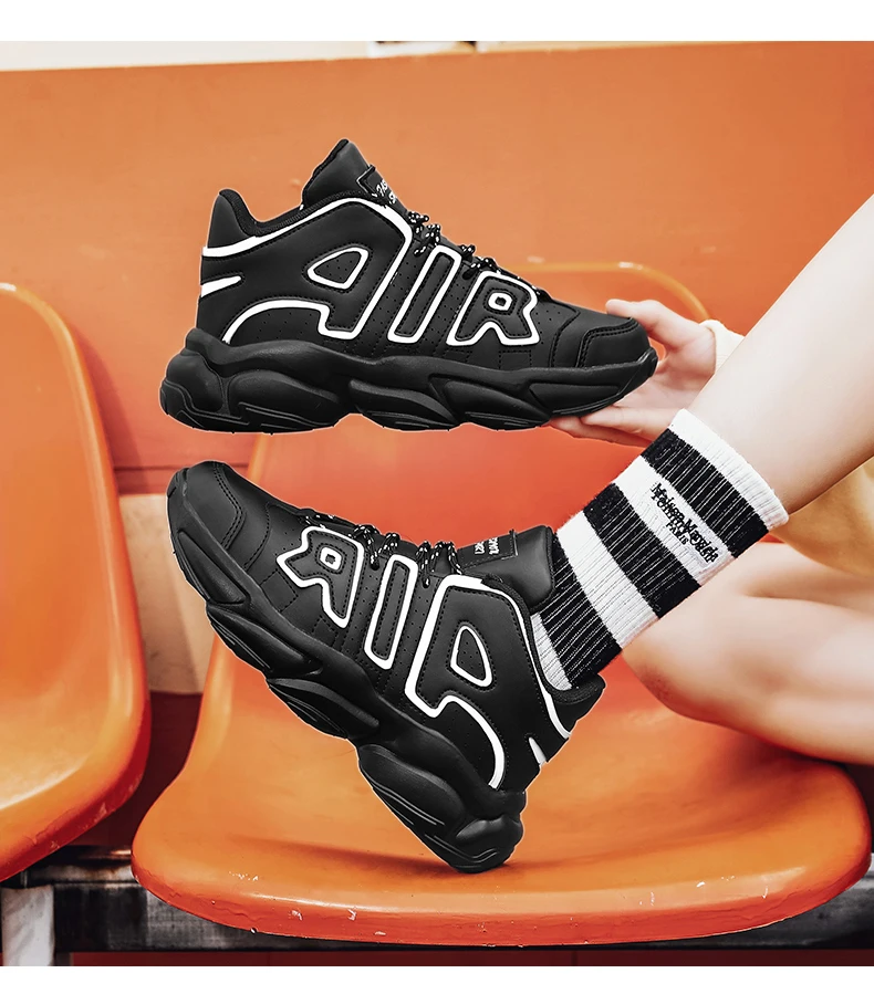 Zapatillas de baloncesto de cuero para hombre y mujer, zapatos de plataforma informales para correr, botas de baloncesto, zapatos deportivos de entrenamiento, zapatillas gruesas